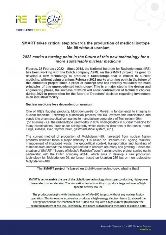 SMART takes critical step towards the production of medical isotope Mo-99 without uranium