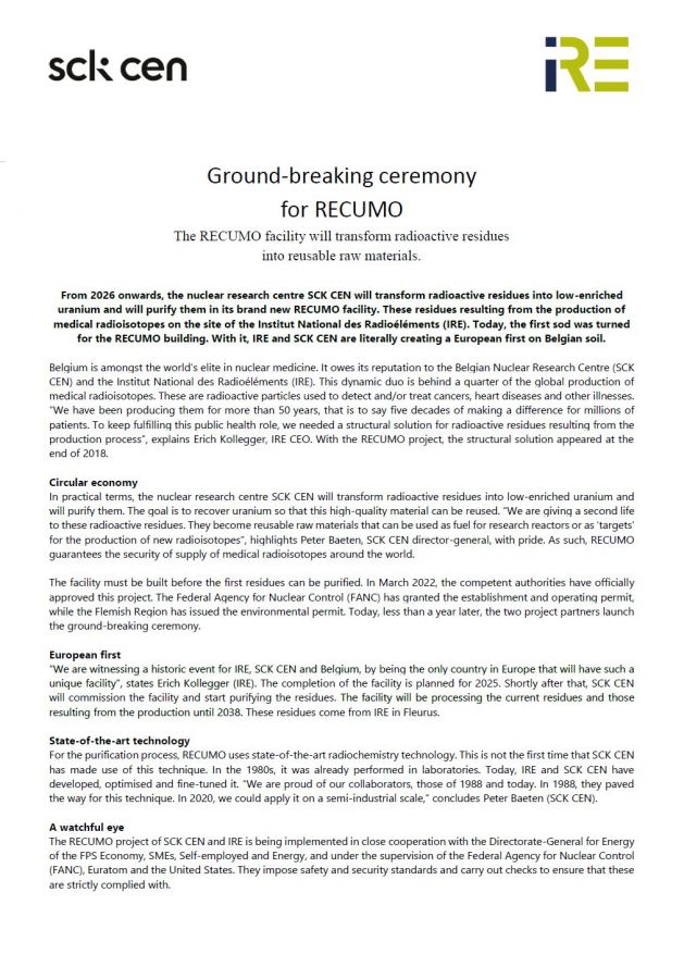 Ground-breaking ceremony for RECUMO