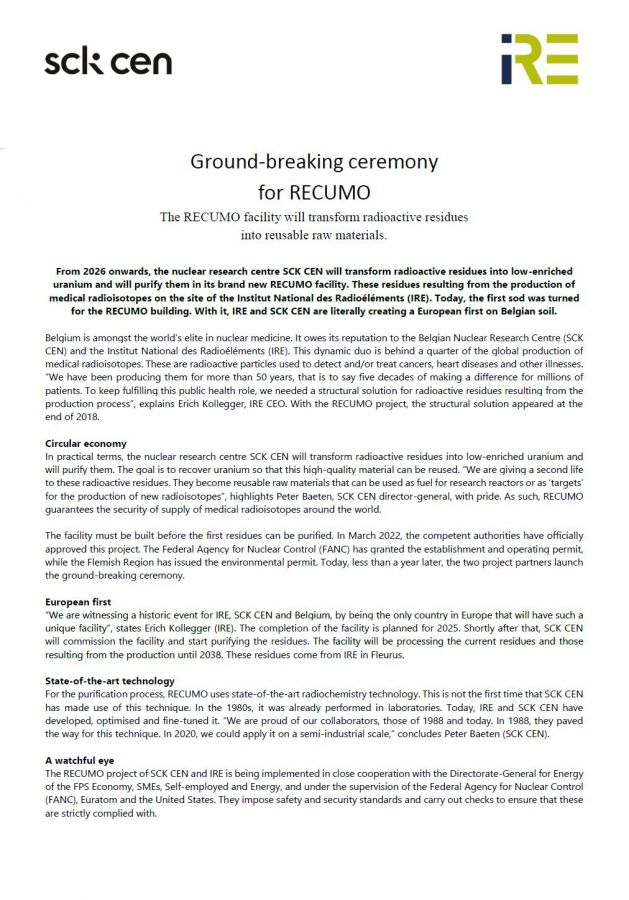 Ground-breaking ceremony for RECUMO