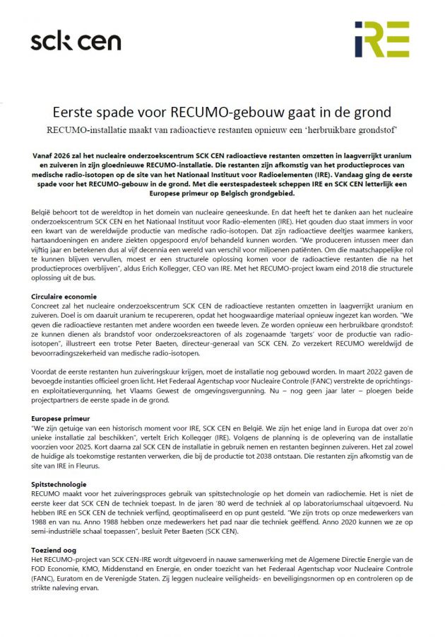 Eerste spade voor RECUMO-gebouw gaat in de grond